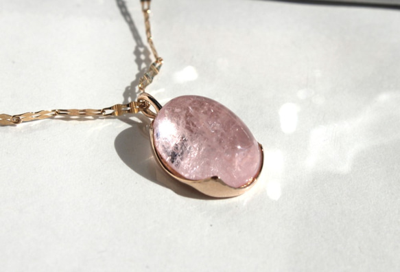 shine morganite necklace K10（モルガナイト） 1枚目の画像