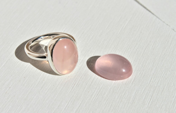 【受注制作】Soft Pink Rose Ring (ローズクォーツ　リング) 4枚目の画像