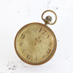 個性的 真鍮ヘアラインデザインの懐中時計 選べるパーツアクセサリー ハンドメイドウォッチ　WB085 4枚目の画像