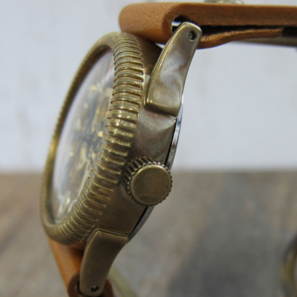 手動上弦WB-055 MADE IN JAPAN手工手錶chi木皮革 第3張的照片