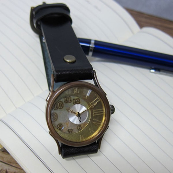 月亮花紋WB-069 MADE IN JAPAN手工手錶chi木皮革 第2張的照片
