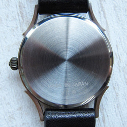 白色英語雛菊錶盤手工手錶日本製造To木皮革 第3張的照片