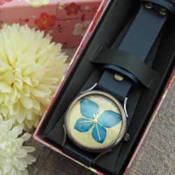 MADE IN JAPAN手工手錶栃木皮革繡球樹脂錶盤 第6張的照片
