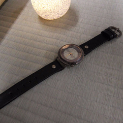 熊本匆忙榻榻米x Gin Kobo手工手錶To木皮帶彩色黑色 第5張的照片