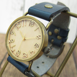 可選擇的木錶盤WB-080 M尺寸手工手錶MADE IN JAPAN To木皮革 第1張的照片