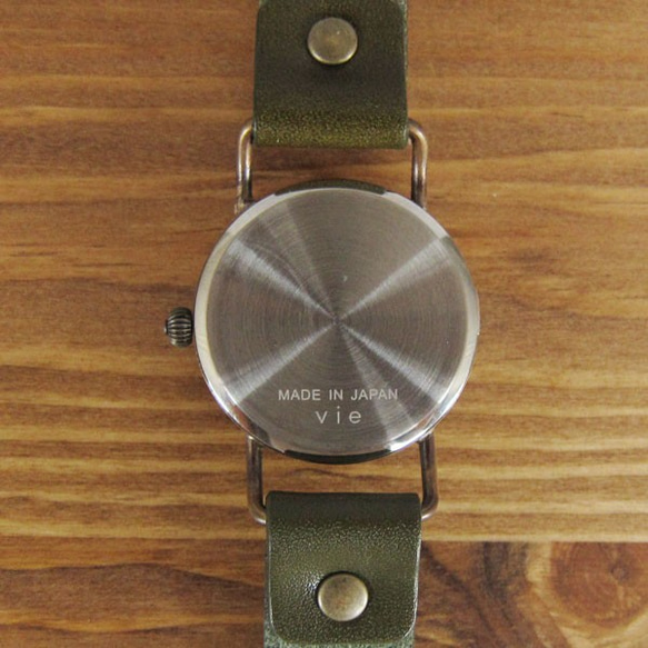 可選擇的木錶盤WB-080 M尺寸手工手錶MADE IN JAPAN To木皮革 第4張的照片