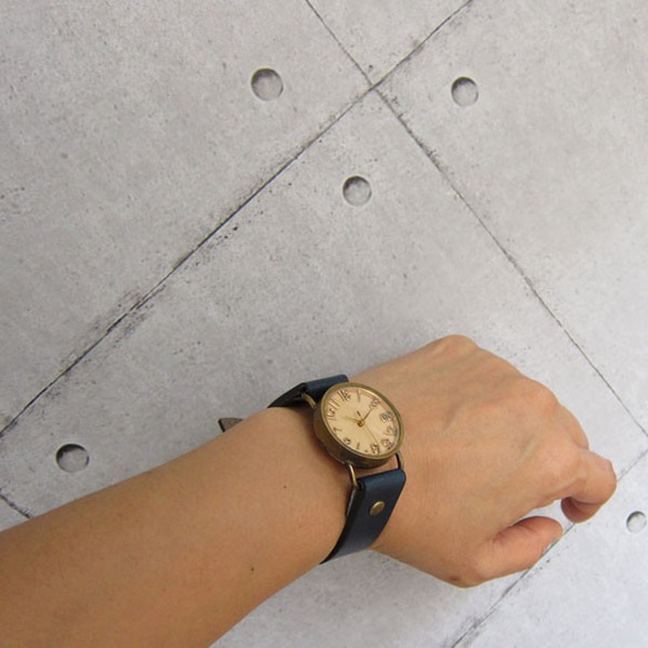 可選擇的木錶盤WB-080 M尺寸手工手錶MADE IN JAPAN To木皮革 第5張的照片