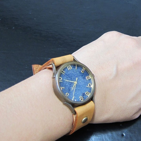 YUki的獨家專頁牛仔布錶盤WB-063 L尺寸M尺寸手錶對 第6張的照片
