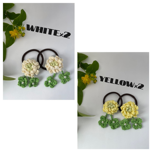 シロツメクサとクローバー ベビーヘアクリップ ヘアピン ヘアアクセサリー 髪飾り ⓝⓔⓦ【シロツメクサ&クローバー】ベビーヘアクリップキッズ