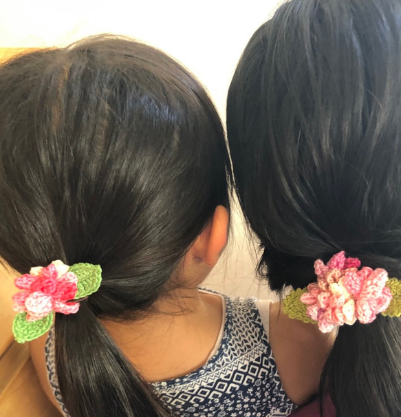 紫陽花のヘアゴム（ピンク） 5枚目の画像