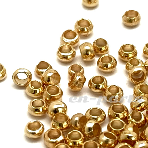 j093-2000】つぶし玉 ゴールド 約2mm×1mm 2000個 金具・チェーン en