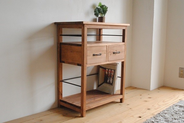 アンティーク風　カウンターテーブルシェルフ　60㎝幅