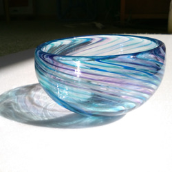 オーロラ　/　吹きガラス　/　ガラスのうつわ　/　青色系 2枚目の画像