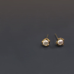 圖像系列-天然珍珠純18K金耳環(一對) 第2張的照片