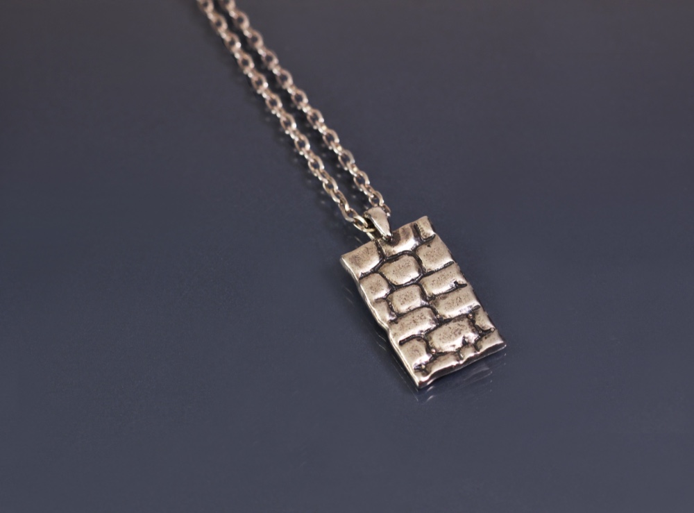 テクスチャーシリーズ - レンガデザイン 925 シルバーネックレス