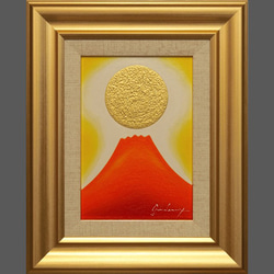 アトリエ富士吉田から金の赤富士○がんどうあつし絵画油絵F6号 アトリエ富士吉田から金の赤富士○がんどうあつし絵画油絵F6号