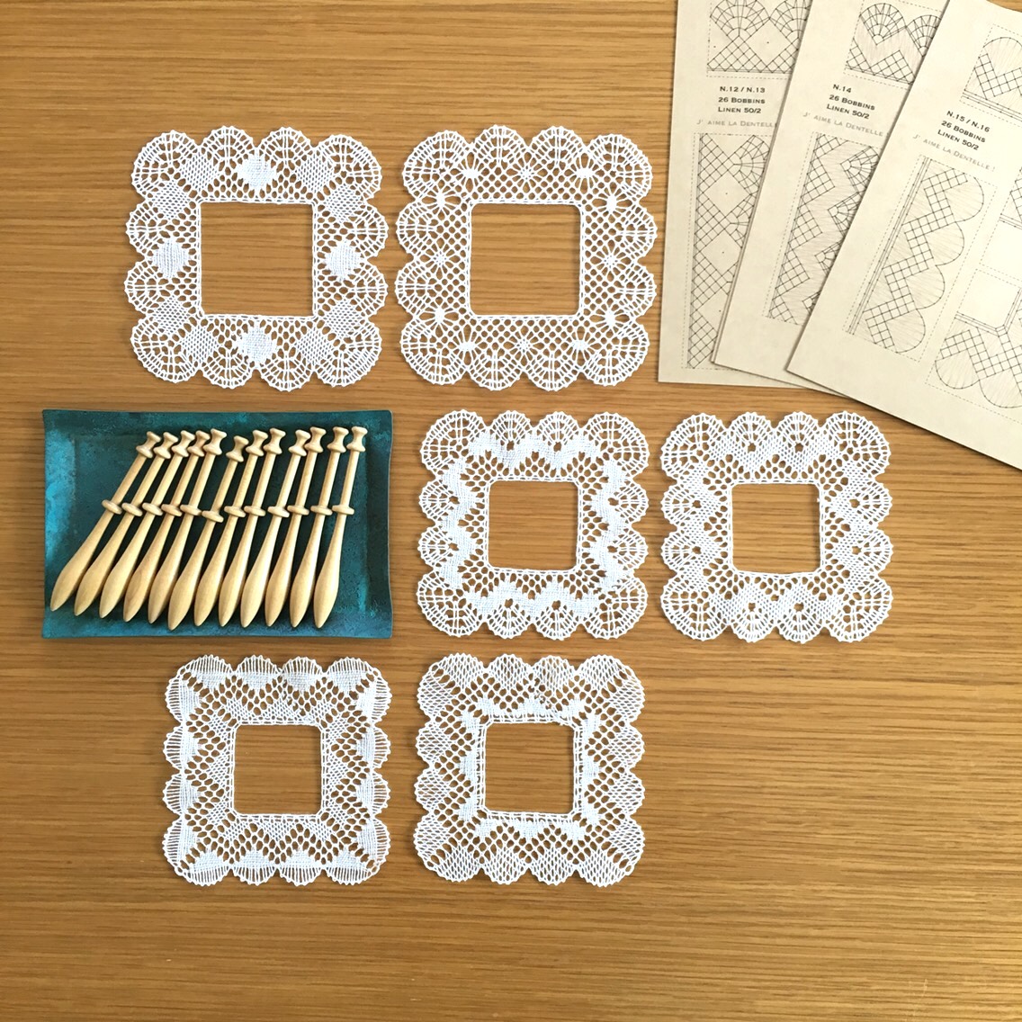 【まりりん様】ボビンレース型紙セット 3・5・9・24 2【図案のみ】はじめてのボビンレース ステップアップパターン2 編み