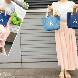 【オーダーメイド】【ブルー】hand Initial Bag/デニムハンドイニシャルバッグ♪わんちゃん散歩にも♪ 2枚目の画像