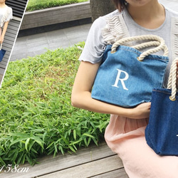 【オーダーメイド】【ブルー】hand Initial Bag/デニムハンドイニシャルバッグ♪わんちゃん散歩にも♪ 3枚目の画像