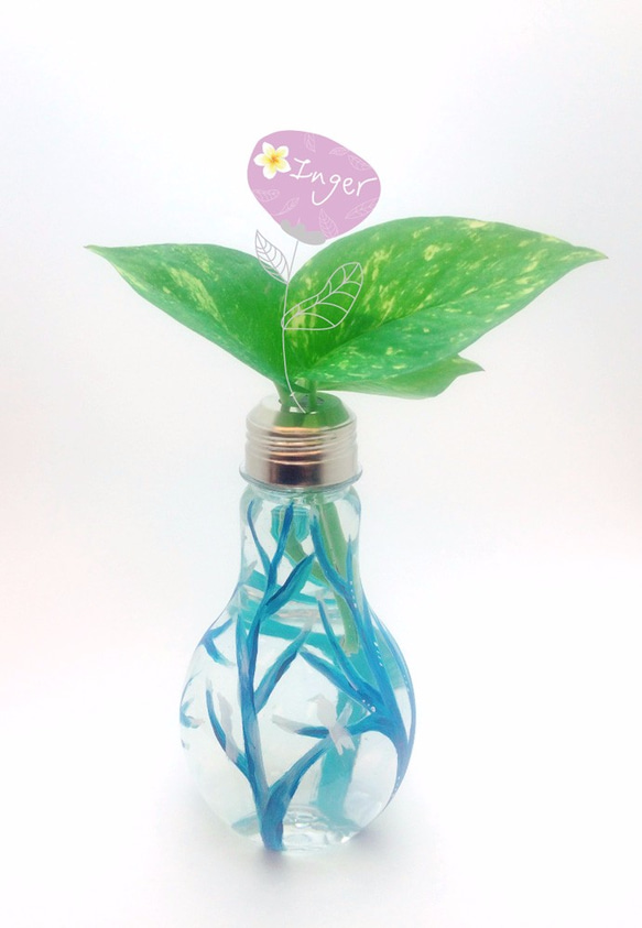（大）IDEA電球の花瓶アイディア青 - 緑の森 1枚目の画像