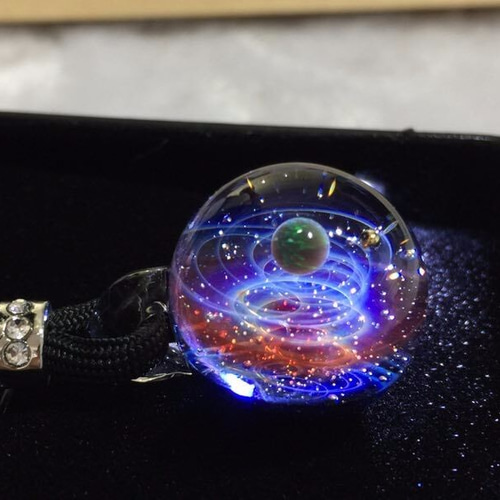 未使用 ボロシリケイトガラス　ヒューミング　ペンダント　満月と金星　宇宙 ginga-993.jpg