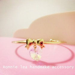 Ronnie_lea スワロフスキーハート16k ブレスレット swarovski heart bracelet 2枚目の画像