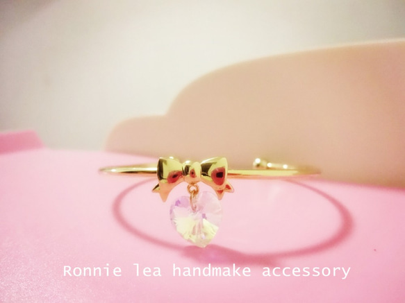 Ronnie_lea スワロフスキーハート16k ブレスレット swarovski heart bracelet 2枚目の画像