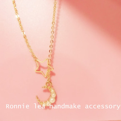 Ronnie_lea 上品な星月物語14kgpネックレス 14kgp star&moon necklace 2枚目の画像