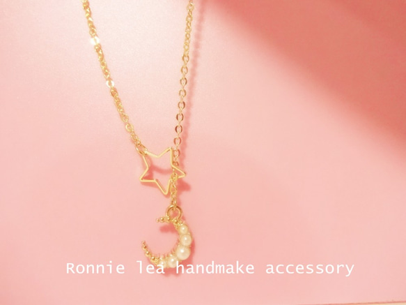 Ronnie_lea 上品な星月物語14kgpネックレス 14kgp star&moon necklace 2枚目の画像