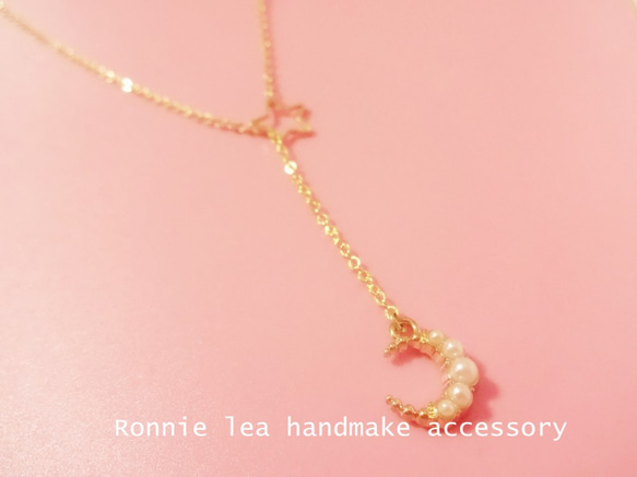 Ronnie_lea 上品な星月物語14kgpネックレス 14kgp star&moon necklace 3枚目の画像