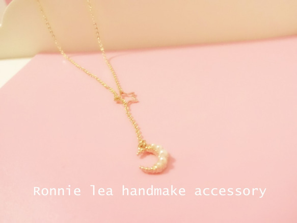 Ronnie_lea 上品な星月物語14kgpネックレス 14kgp star&moon necklace 4枚目の画像