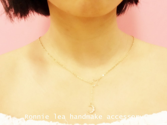 Ronnie_lea 上品な星月物語14kgpネックレス 14kgp star&moon necklace 5枚目の画像