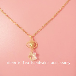 Ronnie_lea 14kgpスワロフスキー宇宙惑星土星ネックレスswarovski Saturn necklace 2枚目の画像