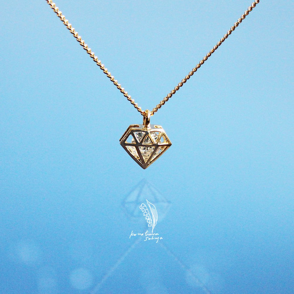 <宝石モチーフ>diamond simple necklace 1枚目の画像