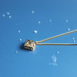 <宝石モチーフ>diamond simple necklace 2枚目の画像