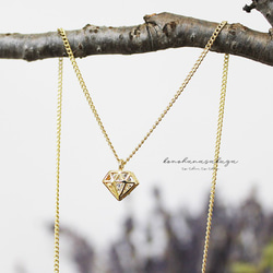 <宝石モチーフ>diamond simple necklace 4枚目の画像
