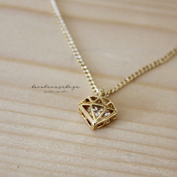 <宝石モチーフ>diamond simple necklace 5枚目の画像