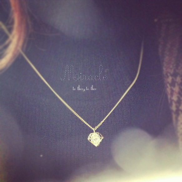 <宝石モチーフ>diamond simple necklace 7枚目の画像