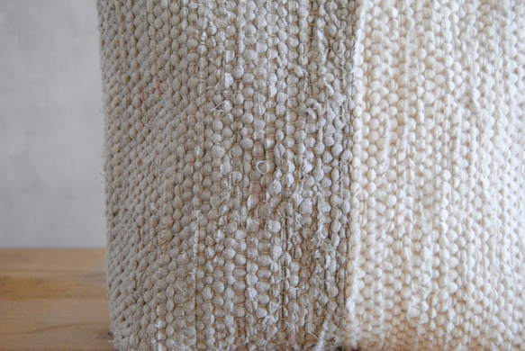 裂き織りトートバッグ：リネン 5枚目の画像