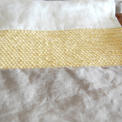 上質linenと(染)裂き織りワンショルダーバッグ：レモンイエロー 4枚目の画像