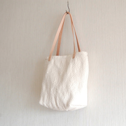 裂き織りシンプルtotebag：生成り 3枚目の画像