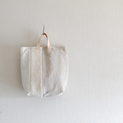 夏sale：2way：上質linenと裂き織りtoteバッグ 3枚目の画像