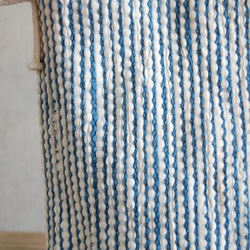 裂き織りポシェット：手紡ぎ藍染糸 5枚目の画像
