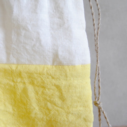 リネン巾着バッグ：植物染め：レモンイエロー 7枚目の画像