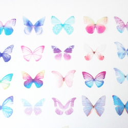 ちょうちょのパーツ 5cm シフォン オーガンジー 素材 蝶々 パーツ 蝶 ブルー ピンク オーロラ  ちょうちょ 1 4枚目の画像