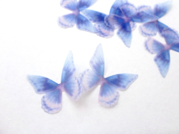 ちょうちょのパーツ 5cm シフォン・オーガンジー素材 蝶々パーツ ブルー ピンク 2 1枚目の画像