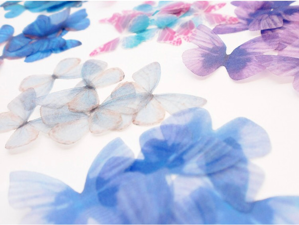 ちょうちょのパーツ 5cm シフォン オーガンジー 素材 蝶々 パーツ ピンク ブルー 5 9枚目の画像
