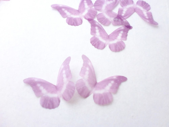 ちょうちょのパーツ 5cm シフォン・オーガンジー 素材 蝶々 パーツ パステル パープル 18 1枚目の画像