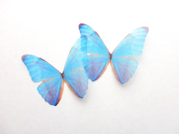 ちょうちょのパーツ 5cm シフォン　オーガンジー 素材　蝶 パーツ ブルー 青い蝶 蝶々 モルフォ 布 モチーフ 20 1枚目の画像