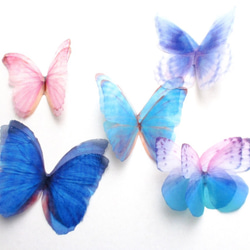 ちょうちょのパーツ 5cm シフォン　オーガンジー 素材　蝶 パーツ ブルー 青い蝶 蝶々 モルフォ 布 モチーフ 20 2枚目の画像